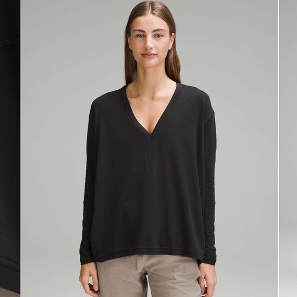lululemon athletica Sweaters - Lululemon Back in Action V Neck Long Sleeve Shirt